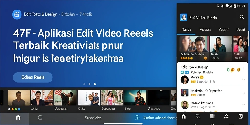 Tampilan antarmuka aplikasi 47F untuk Edit Video Reels.