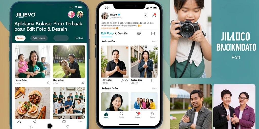 Tampilan antarmuka JILIEVO dengan opsi kolase foto yang menarik.